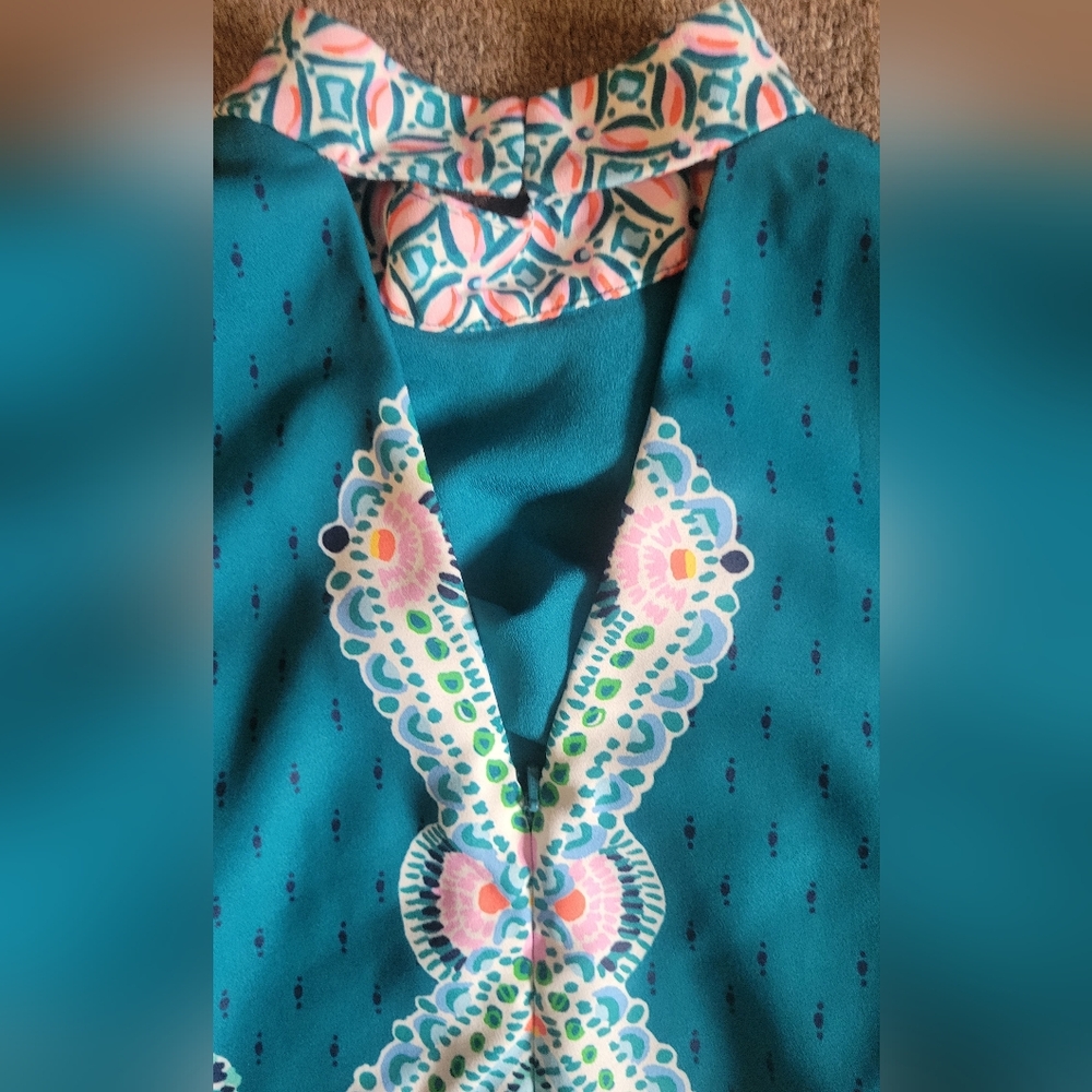 Lilly Pullitzer Brandi Valencia Teal Rain Florist Shift Dress Sz 6 - Picture 16 of 16